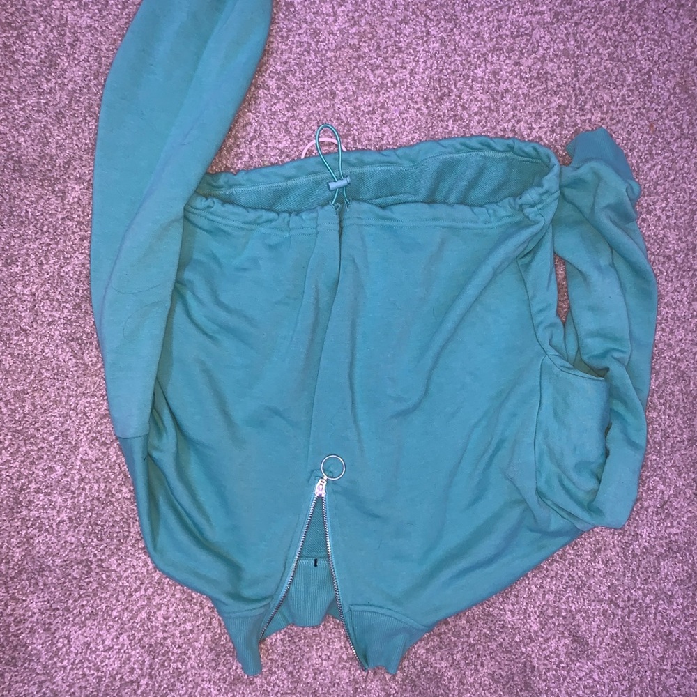 cropped teal hoodie